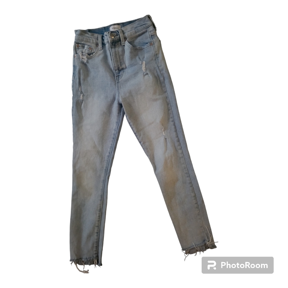Pistola Light Wash Distressed Skinny Jeans High‎ Rise Size 27 Raw Hem